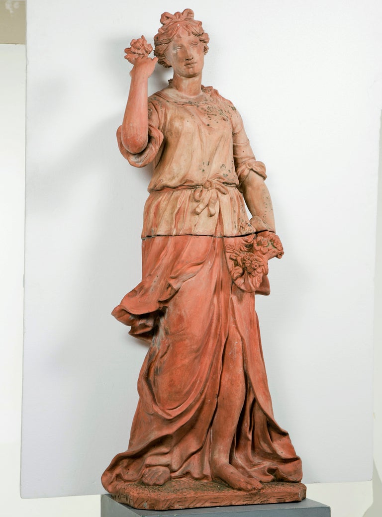 Life Size Italian Terra Cotta Statue Of Goddess Flora at 1stdibs