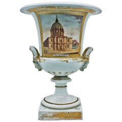 French Large Paris Porcelain Urn circa 1840 Les Invalides