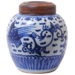 Eighteenth Century Chinese Blue and White Porcelain Ginger Jar