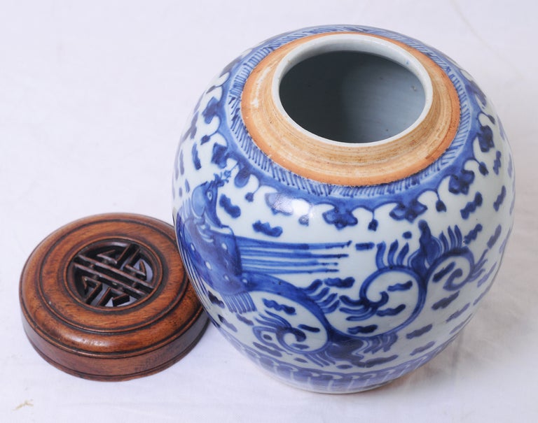 18th Century and Earlier Eighteenth Century Chinese Blue and White Porcelain Ginger Jar