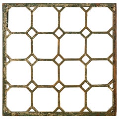 Antique Cast Iron Geometric Mirror