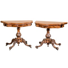 Pair of Victorian Walnut Game Tables c.1860 England