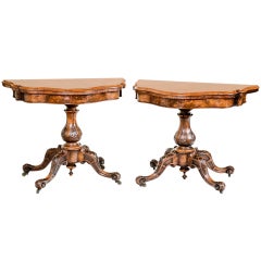 Pair of Victorian Walnut Game Tables c.1860 England Pair of Victorian Walnut Game Tables c.1860 England
