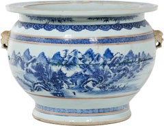 Chinese Large Blue & White Fish Bowl