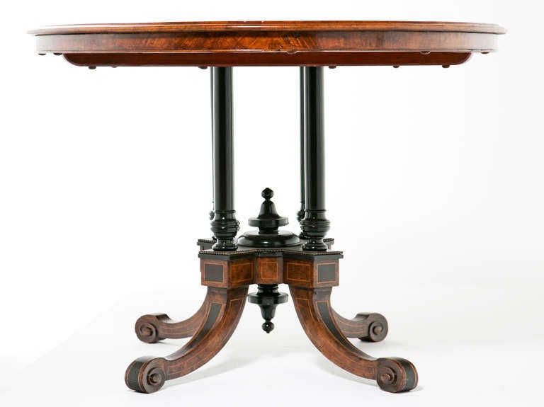 Victorian Inlaid Walnut Oval Loo Table, circa 1870 1