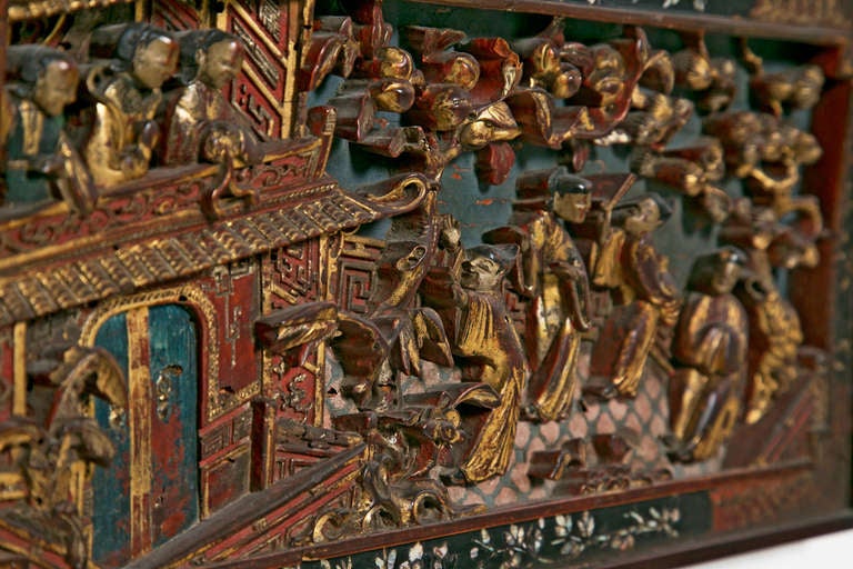 19th Century Chinese Lacquer and Gilt Panel 1