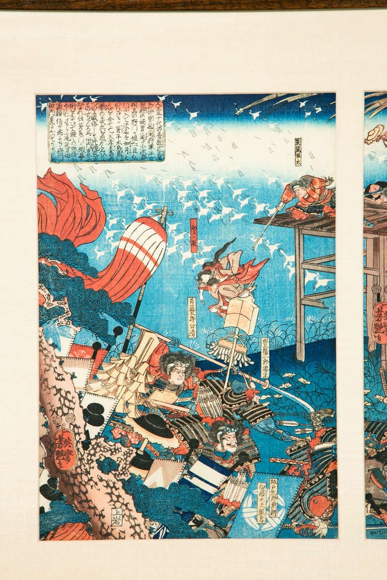 Yoshitsuya, Frog Battle Japanese Woodblock Triptych