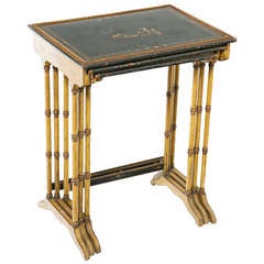 Antique Three Edwardian Chinoiserie Lacquered Nesting Tables, circa 1910