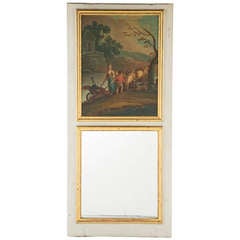 Gilt Trumeau Mirror with Painting, 70.25″ x 31.75″ France C 1820