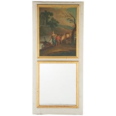 Gilt Trumeau Mirror with Painting, 70.25″ x 31.75″ France C 1820