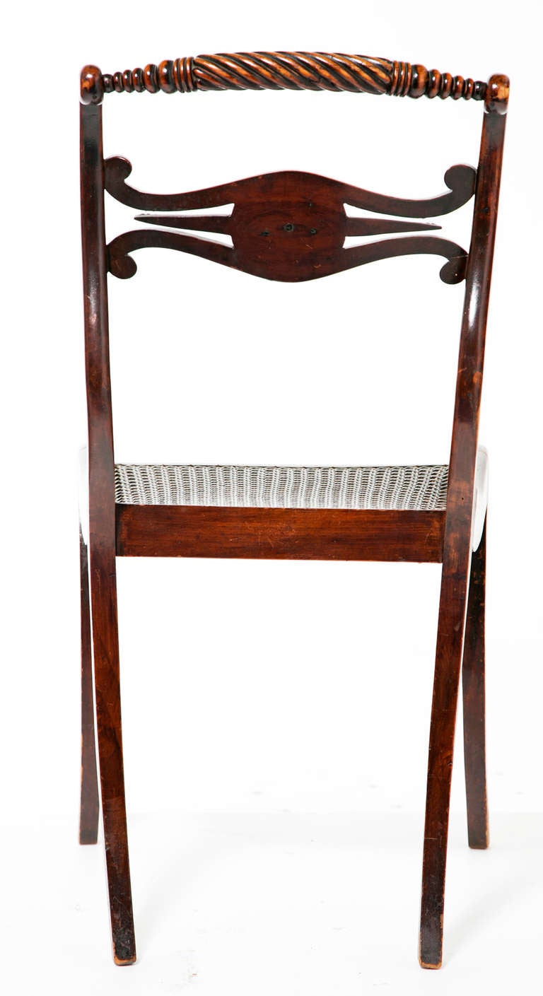 Regency Faux Bois Beech Chairs with Saber Legs and Caned Seats 1