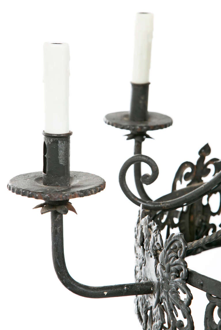 Large Chic 19th Century Spanish Wrought Iron Chandelier at ...