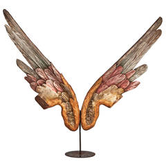 Large Pair of Angels Wings in Wood and Paint, circa 1920