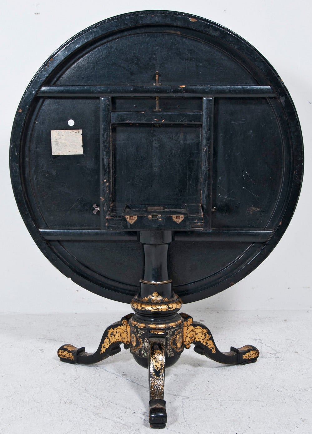 Lacquered, Painted, Gilt Inlaid Victorian Center Table, circa 1860 1