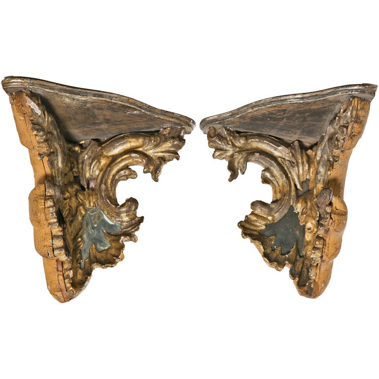 Pair of Mirrored Corner Brackets at 1stDibs