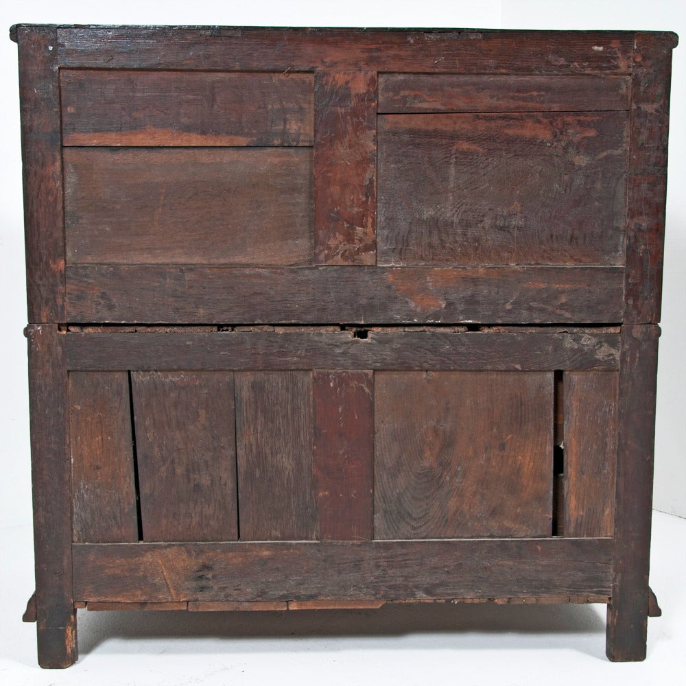 18th Century and Earlier Charles II Period Oak Chest in Two Parts, circa 1680