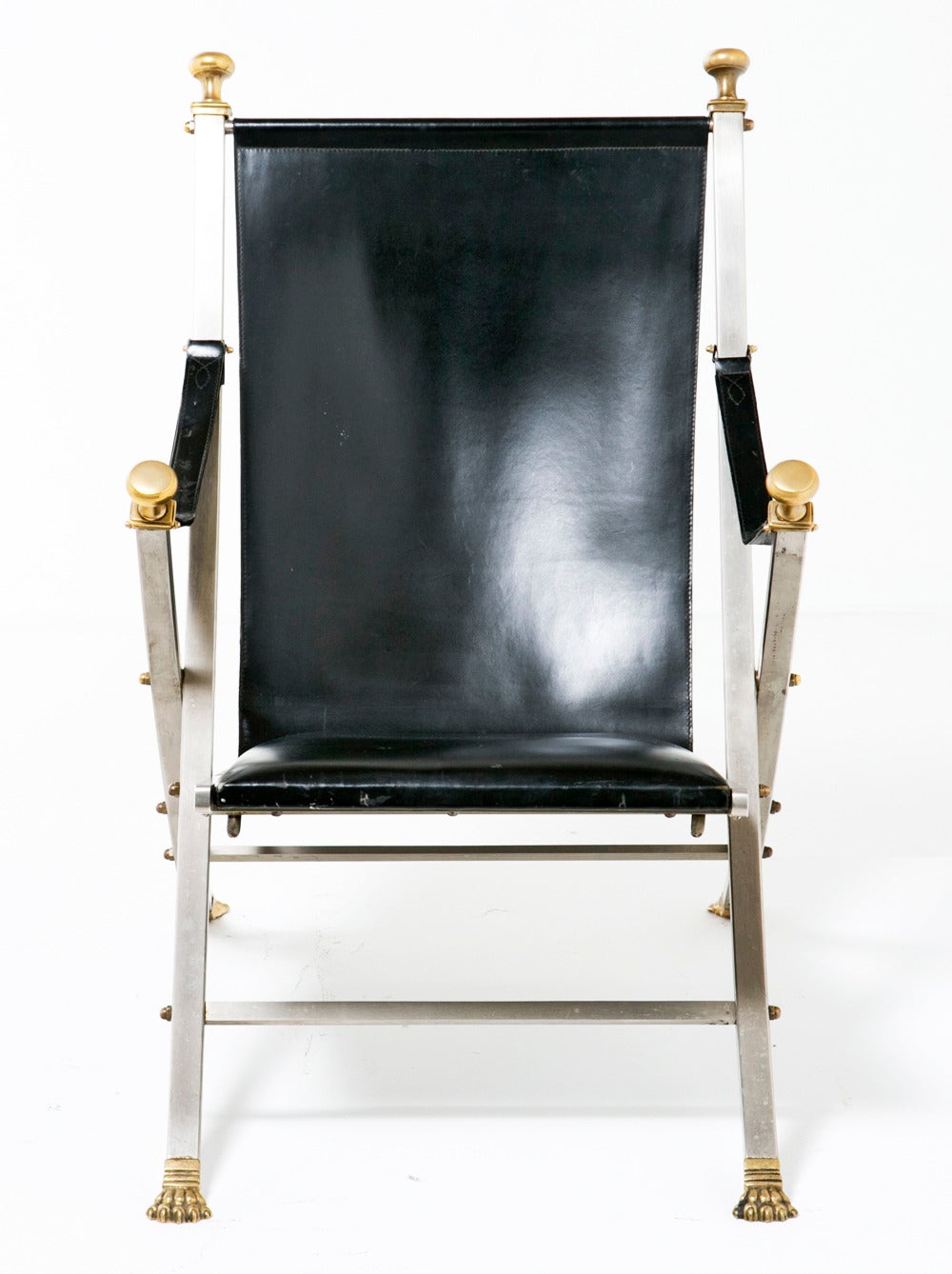Two Similar Jansen Campaign Chairs, circa 1950 In Good Condition In San Francisco, CA