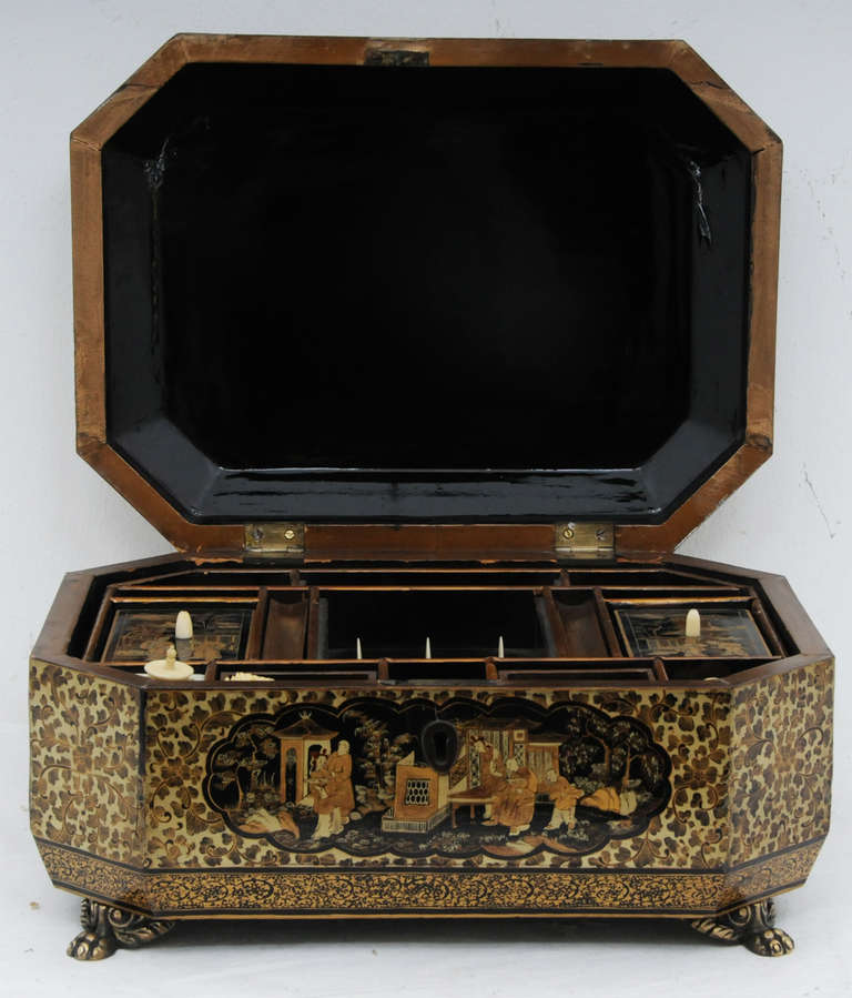 19th Century Chinese Export Lacquered Sewing Box