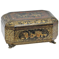 Antique Chinese Export Lacquered Sewing Box