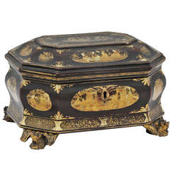 19th Century Chinese Export Lacquered Tea Caddy 5