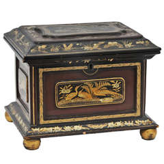 Antique Chinese Export Lacquered Jewelery Box