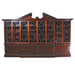 Antique Huge George III Style Mahogany Breakfront Bookcase, c. 1860