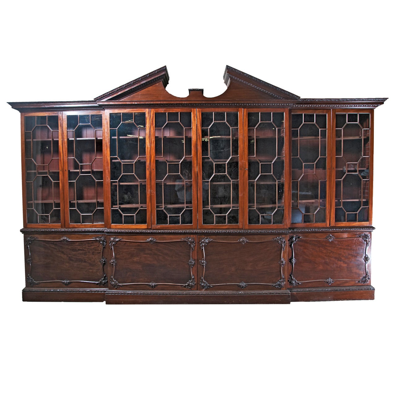 Huge George III Style Mahogany Breakfront Bookcase, c. 1860