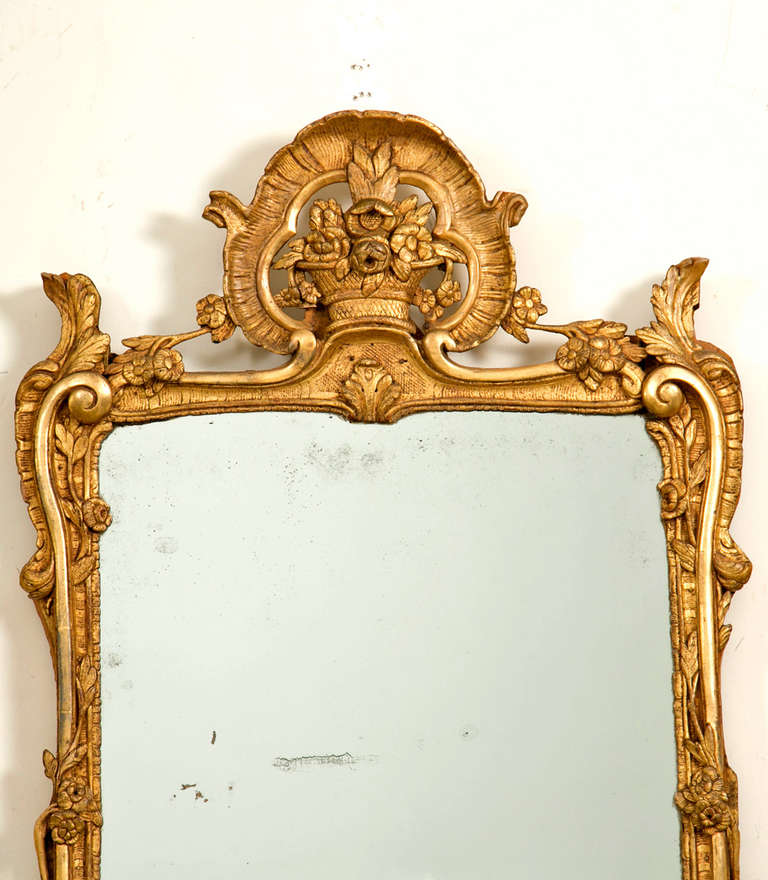 A 19th Century French gilt wood and gesso carved mirror.