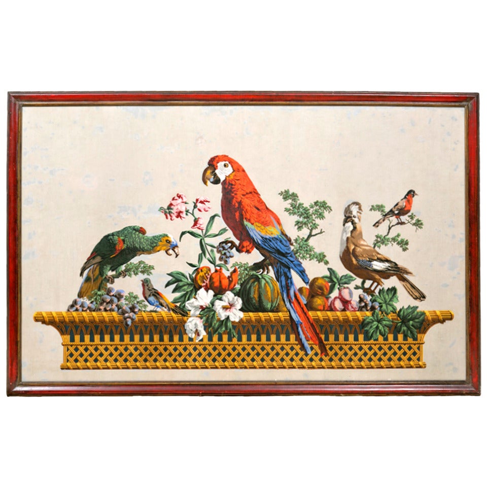 Empire Period French Wood Block Framed Wall Paper, circa 1810