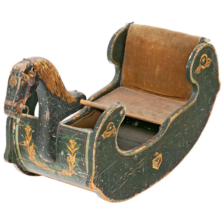 Early 19th Century English Rocking Horse or Sled, circa 1820, Old Paint