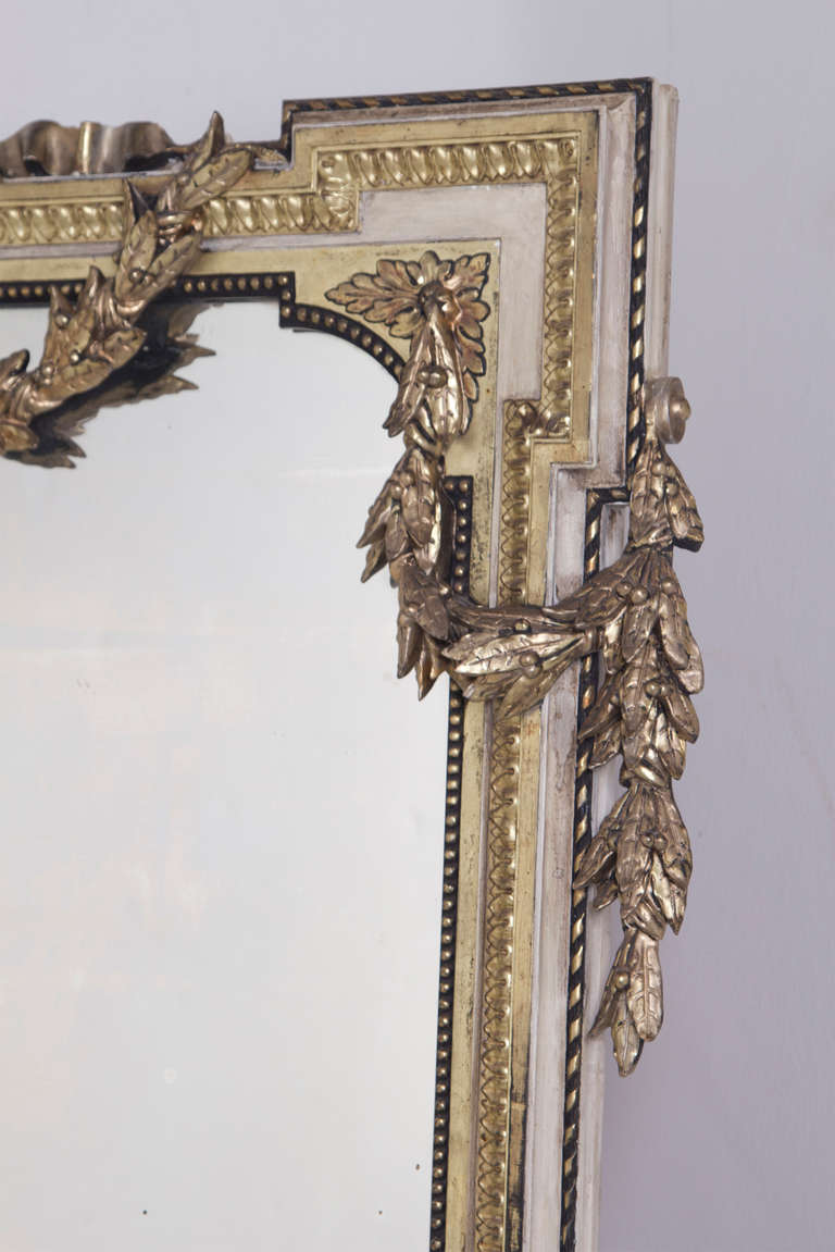 French Silver Gilt and Painted Mirror In Good Condition In San Francisco, CA