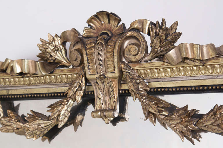 19th Century French Silver Gilt and Painted Mirror