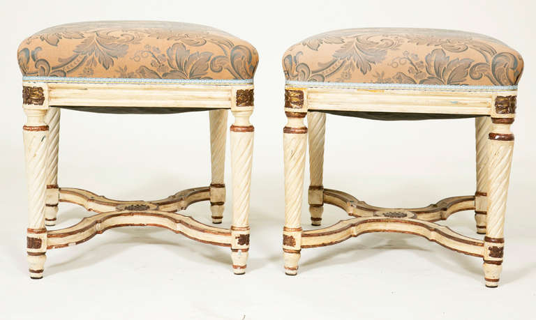 Wood Pair of Early 20th Century Upholstered Benches