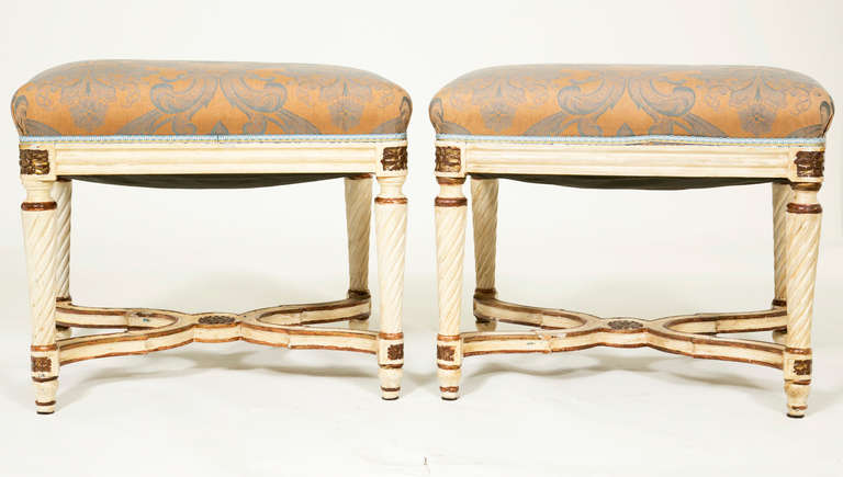 Pair of Early 20th Century Upholstered Benches 1