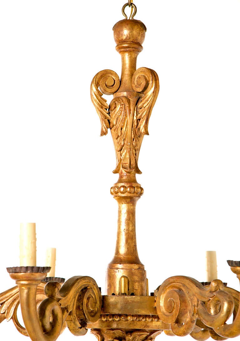 Imposing Louis XV Style Wood Chandelier