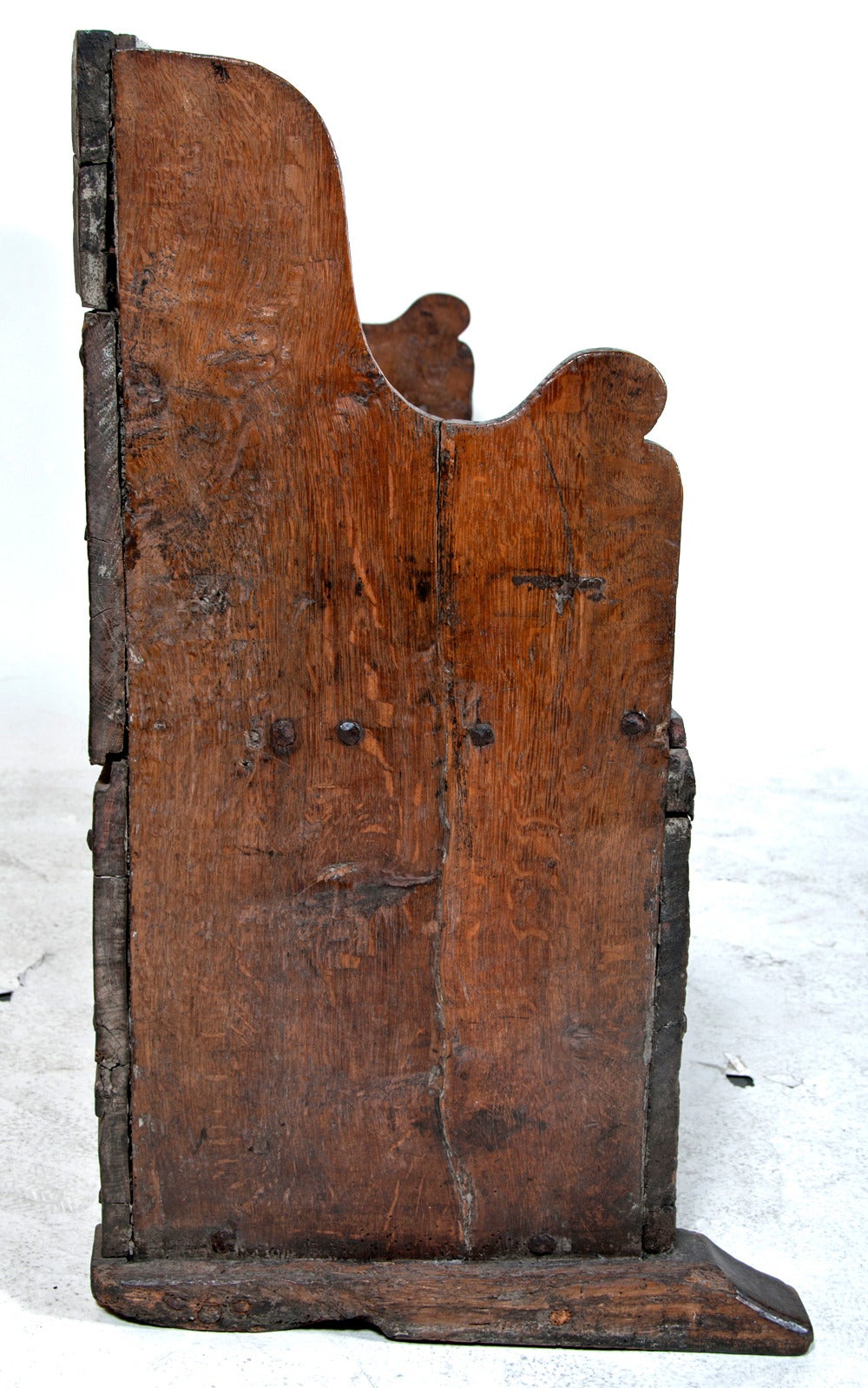 18th Century Provincial Elm Small Scaled Bench with Back, circa 1650