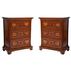 Pair of Italian Walnut Venetian Small Commodes c.1800