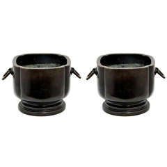 Pair of Bronze Planters From Japan