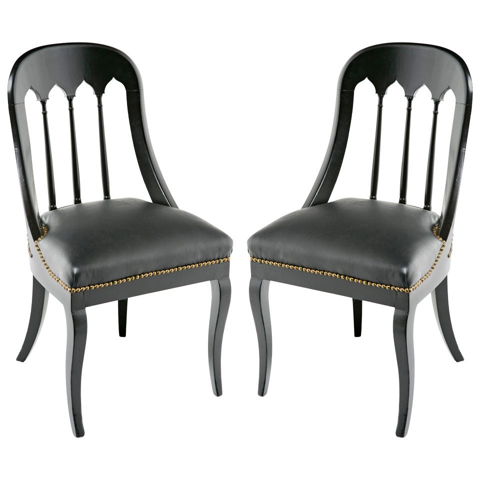 Pair of Ebonized Gothic Chairs