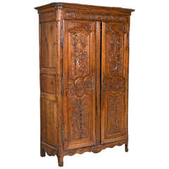 Louis XVI Chestnut Carved Armoire