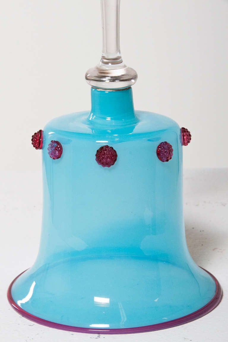English 19th Century Aqua Nailsea Glass Bell England c.1835