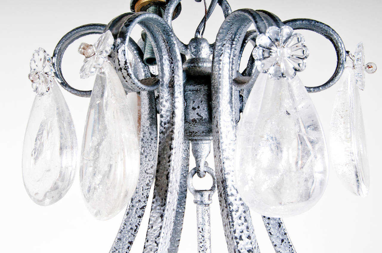Iron Rock Crystal Vintage Louis XV Style Chandelier, circa 1990