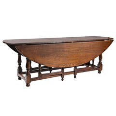 Large Vintage English Oval Drop Leaf Dining Table c. 1980 6