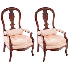 Pair of Red Lacquered French Arm Chairs 8
