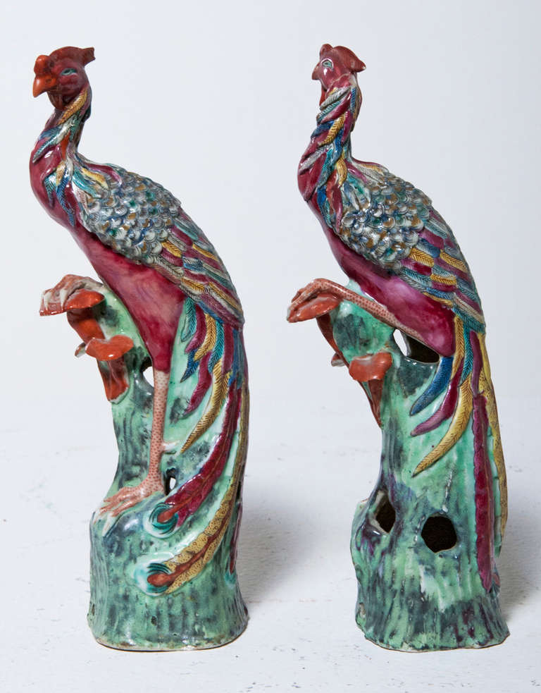Chinese Pair of Phoenix Figurines, circa 1820