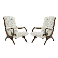 Antique Pair of Victorian Tufted Library / Club Chairs (2 available)