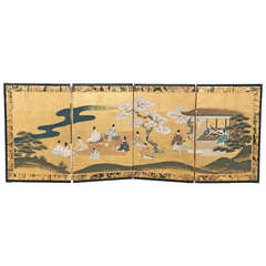 Small Four-Panel Screen, Japanese Meji Period