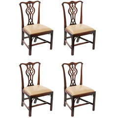 4 Georgian Chippendale Mahogany Side Chairs c.1770