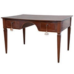 Neoclassical Walnut Inlaid Italian Partners Writing Table  circa 1790