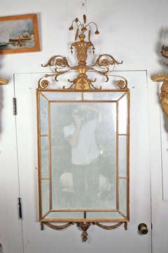 English or American Carved and Gilt Wood Mirror